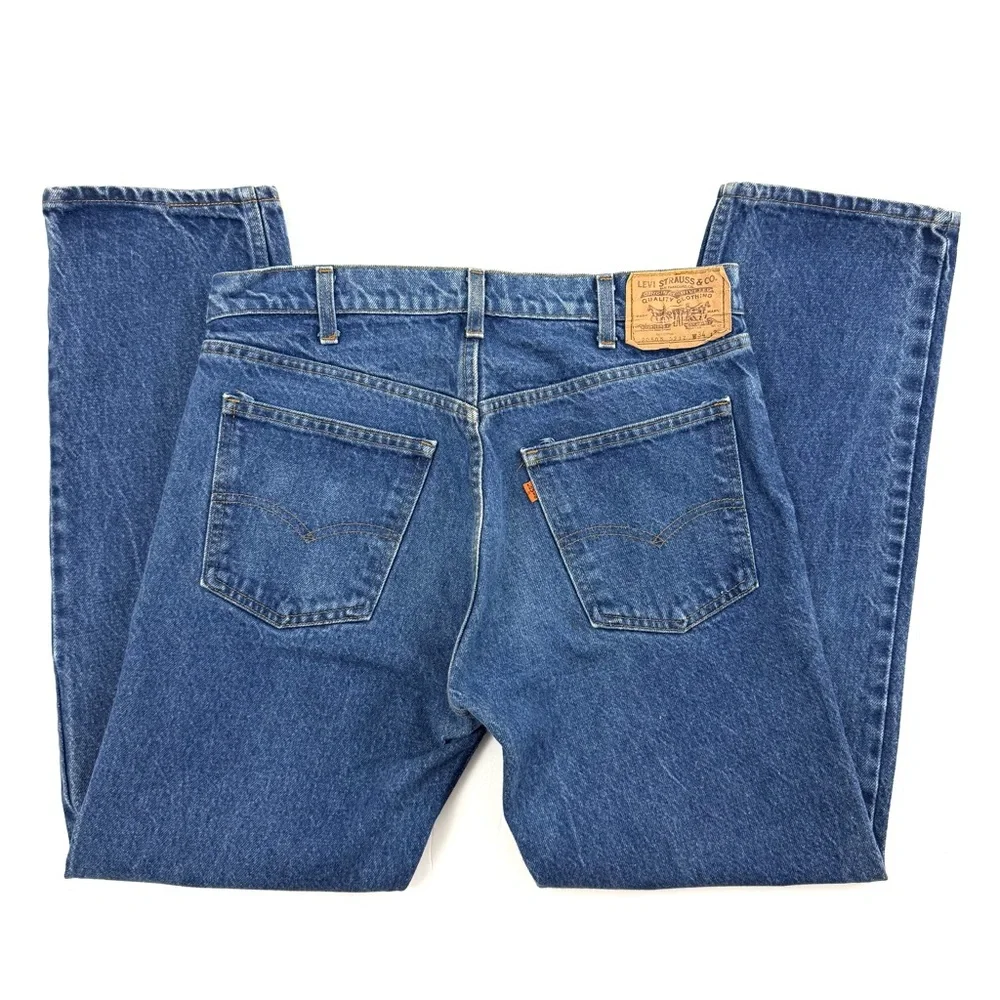 Vintage Orange Tab Levi's 505 217 Men's Straight Medium Wash Denim Jeans